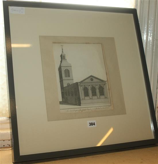 Pair framed architectural prints